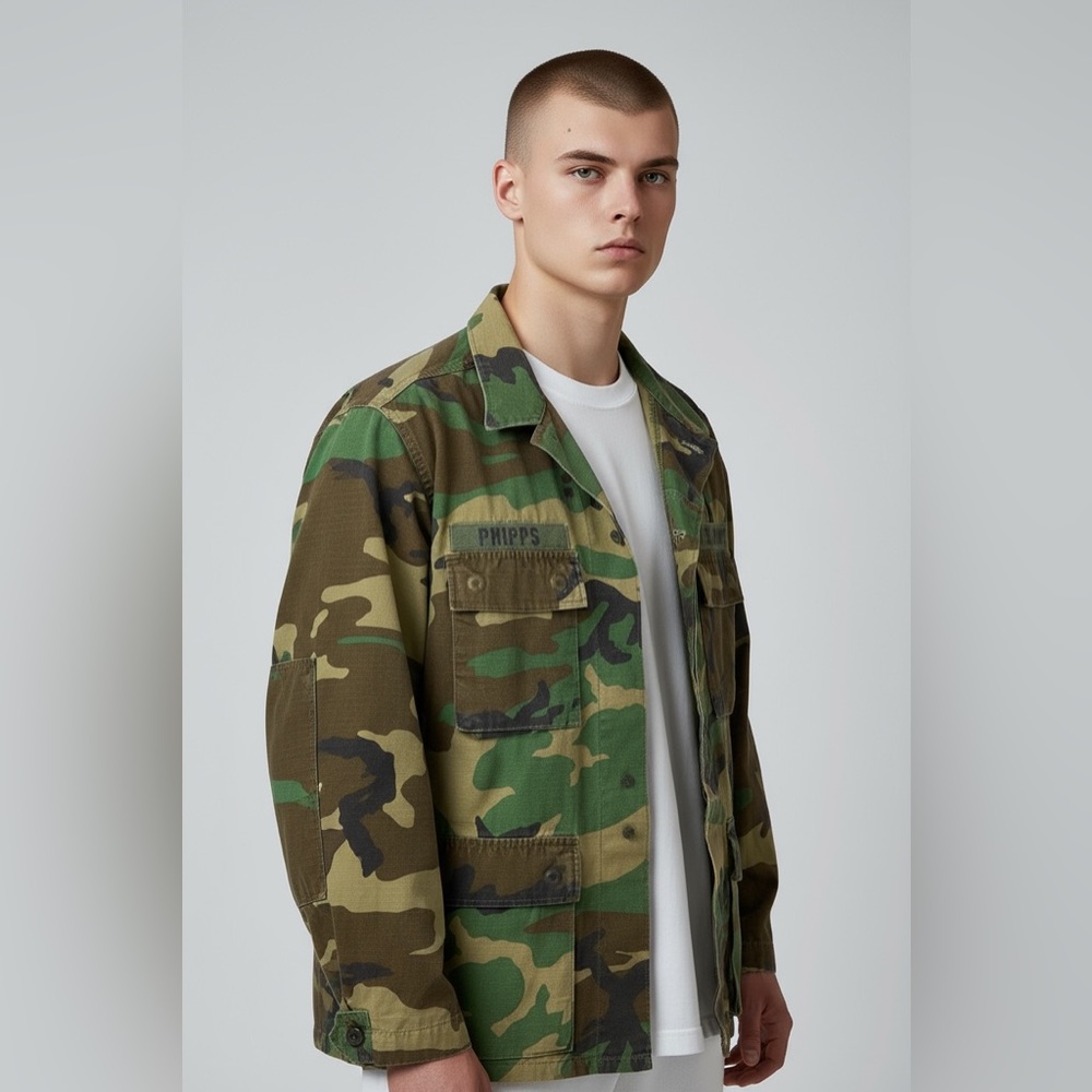 US Army Issue 1st Infantry Div. Small-Reg Woodlands Pattern Camouflage Jacket